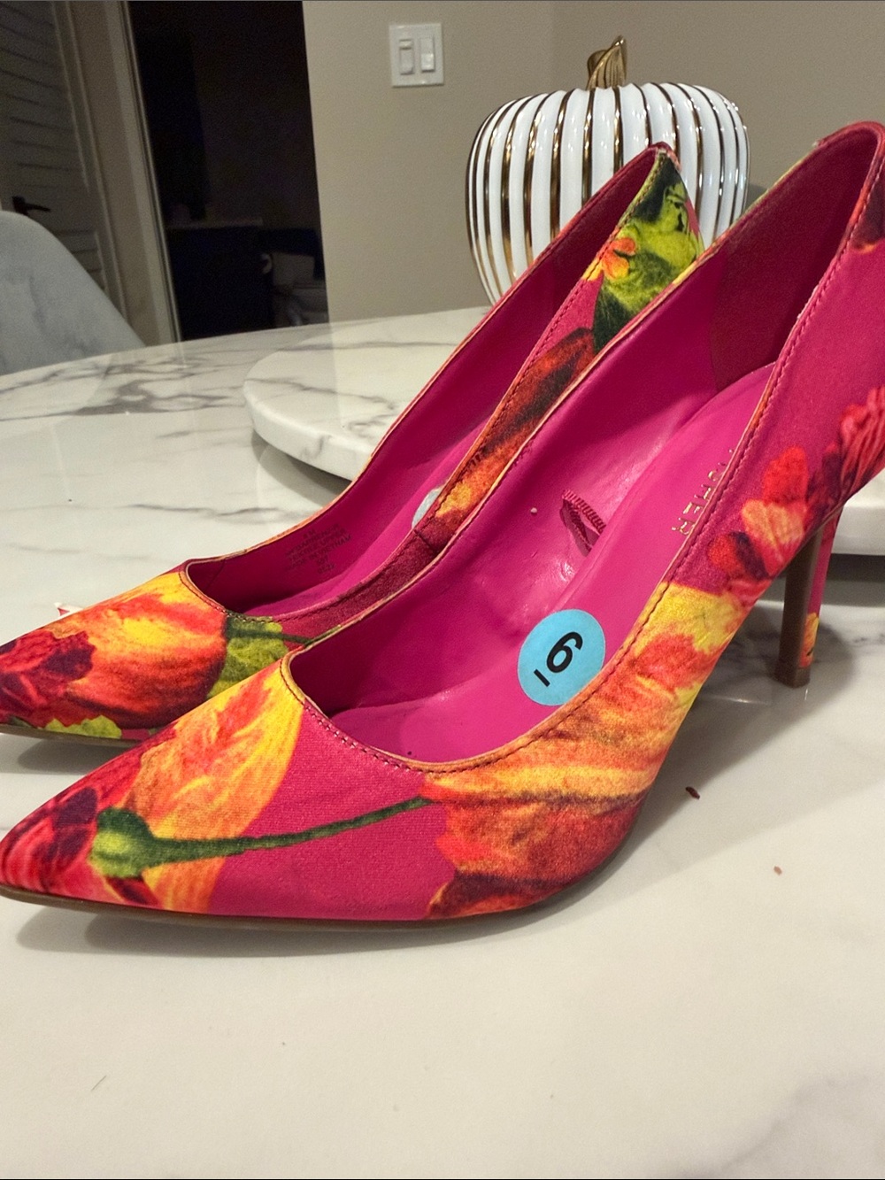 Marc Fisher Pink Floral Pointed-Toe Stiletto Pumps